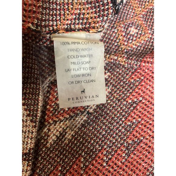 Peruvian Connection Pima Cotton Poncho Andean Geometric  Size XL - Picture 6 of 9